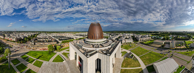 defaWilanow, Warsaw, drone, bird view, aerial, city, urban, street, building, roof, sky, clouds, summer timeult © olo