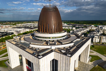 Wilanow, Warsaw, drone, bird view, aerial, city, urban, street, building, roof, sky, clouds, summer...