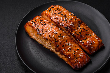 Delicious fresh grilled red fish with salt, spices and herbs