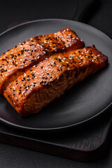 Delicious fresh grilled red fish with salt, spices and herbs