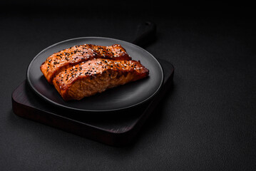 Delicious fresh grilled red fish with salt, spices and herbs