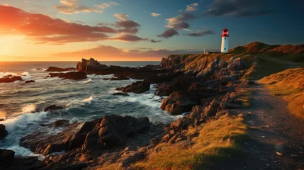 Schilderijen op glas lighthouse on the coast © Pale