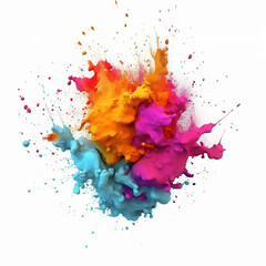 Explosion of colored powder, isolated on white background
