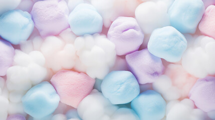 Colorful cotton candy in soft pastel color background. Generative AI
