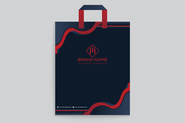 Red and black color shopping bag design