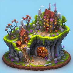 fantastic 3D island generated ai