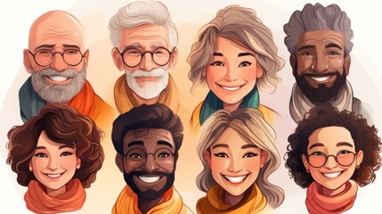 Set of diverse people of different ages and genders