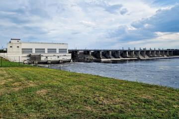 Fototapeta na wymiar Power station on the river Daugava, Kegums, Latvia.