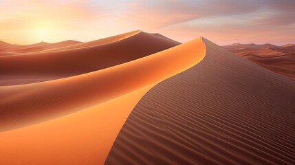 Fototapeta na wymiar a desert with sand dunes and a sunset in the background. generative ai