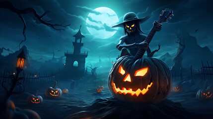 Halloween illustration with pumpkin