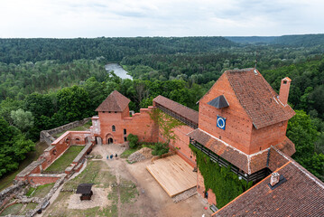 Fototapeta na wymiar Medieval castle in Turaida, Latvia.