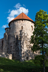 Fototapeta premium Ruins of the medieval Livonian castle in Cesis town, Latvia.