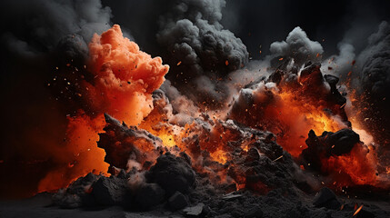 Striking Visuals of a Coal Explosion during Extraction  - obrazy, fototapety, plakaty