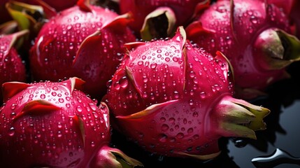  a bunch of red flowers with water droplets on them,.  generative ai