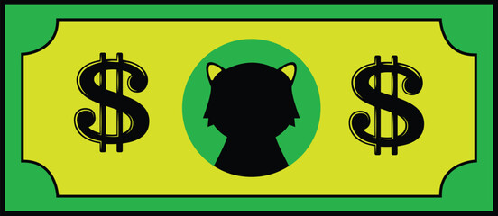 Cat dollar unic design currency dollar