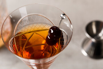 Alcoholic classic Bourbon whiskey Manhattan Cocktail	