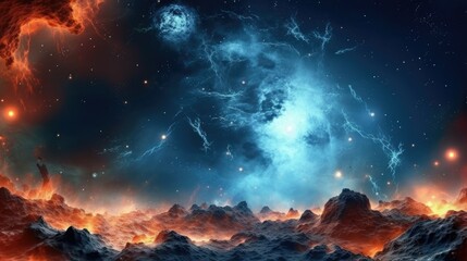 Fototapeta premium Background Cosmic Waves: Waves of vibrant blues and stardust that create a background reminiscent of the cosmos