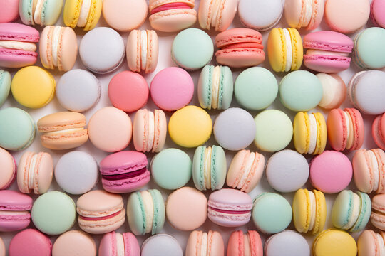 macarons pattern flat lay, pastel colors