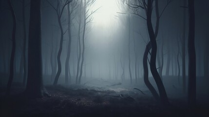 Dark forest at night