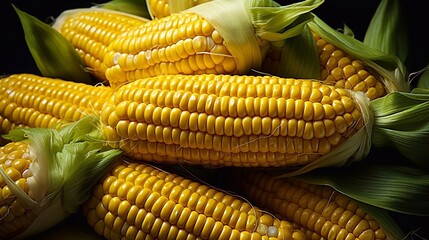 Close up of fresh corn seamless background with AI generative