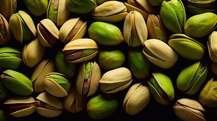 Pistachios seamless background, top view. AI generative