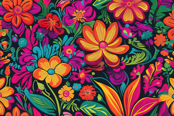 Fototapeta na wymiar vector seamless pattern of bright floral ornament. floral texture