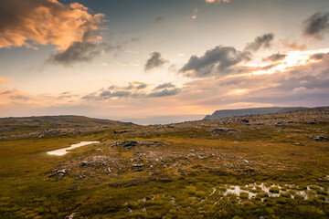 Knivskjellodden, a trail in the tundra towards the true northernmost point of Europe,  Norway