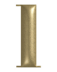 Letter L realistic gold 3d texture. Metal, inflate, lower case l serif font, isolated on transparent background.