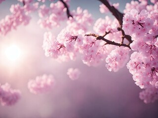 Obraz premium Blooming sakura branch Cherry blossom. ai generative