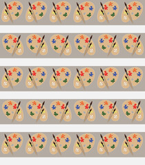 seamless pattern, palettes with brushes for painting