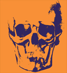 skull silhouette on an orange background