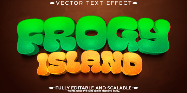 Cartoon frogy island text effect, editable comic and funny text style