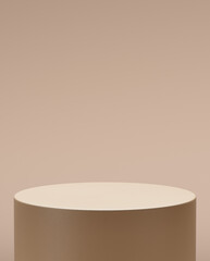 Cylindrical pastel colour pedestal. 3d computer graphic template of displaying place for your products. Blank template