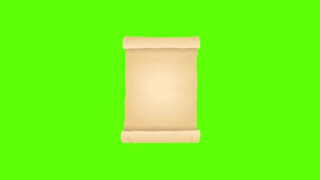 Green screen paper scroll looping open and close animation