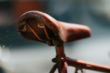 damaged saddle of an old bicycle 