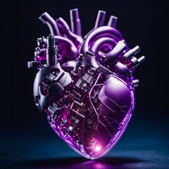 Fototapeta mech cyborg purple heart (ai generate) obraz