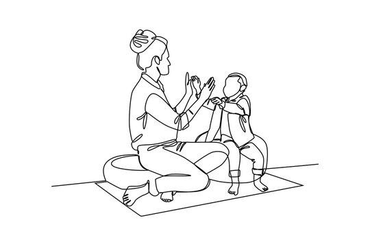 happy baby sitter and baby, hand drawn doodles logo. Nanny minimalist concept. isolated vector illustration. - Powered by Adobe