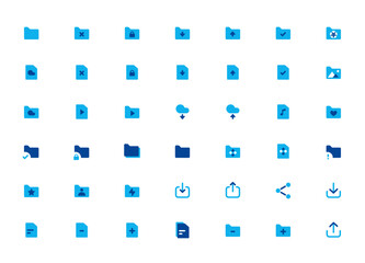 Folders flat line icons set. File catalog, cloud, document search, folder synchronization, local network vector illustrations. Editable Strokes
