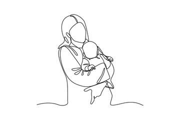 Baby sitter and babies, hand drawn doodles logo. Nanny minimalist concept. isolated vector illustration.