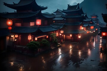 Japanese temple at night