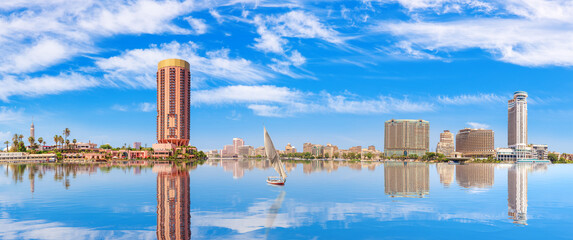 Nile river full panorama, view on the most famous district of Cairo, Egypt © AlexAnton