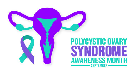 September is Polycystic Ovary Syndrome Awareness Month background template. Holiday concept. background, banner, placard, card, and poster design template with text inscription and standard color.