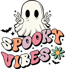 Spooky vibes logo, spooky vibes illustration, halloween eps, halloween illustrator, halloween vector