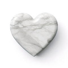 A marble heart shaped object on a white surface.