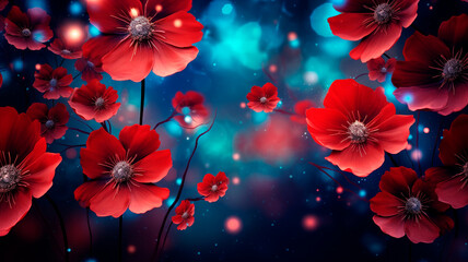 Fototapeta na wymiar beautiful floral background with red and black flowers. generative AI