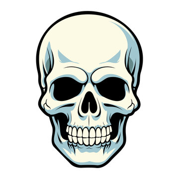 Vector skull with black outline halloween, tattoo and stickers