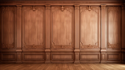classic brown wooden wall interior. generative AI