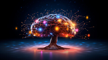 Mechanical digital brain. generative AI