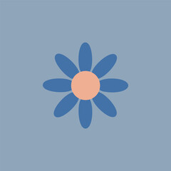 funny groovy playful flower in 60s style