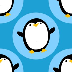 Winter animals seamless cartoon penguin pattern for wrapping paper and kids clothes print and Christmas